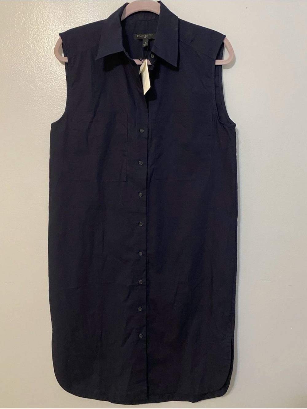 Banana Republic Factory Cotton Sleeveless Midi Shirt Dress Navy S | NWOT